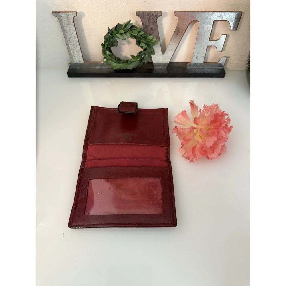 Vintage Princess Gardner‎ Burgundy Red Leather Bifold Wallet with Gold Chain GUC